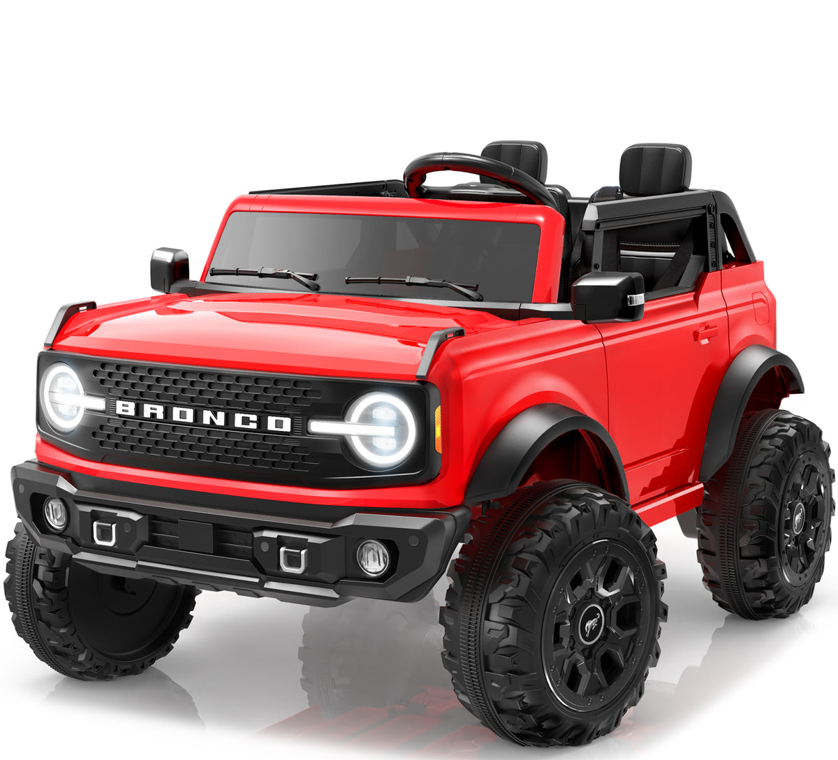 iYofe Licensed Ford Bronco 24V 2 Seater Powered Ride On w/Remote Control, Lights, Music, 4-Wheel Suspension, Electric Car for Kids Ages 3-8