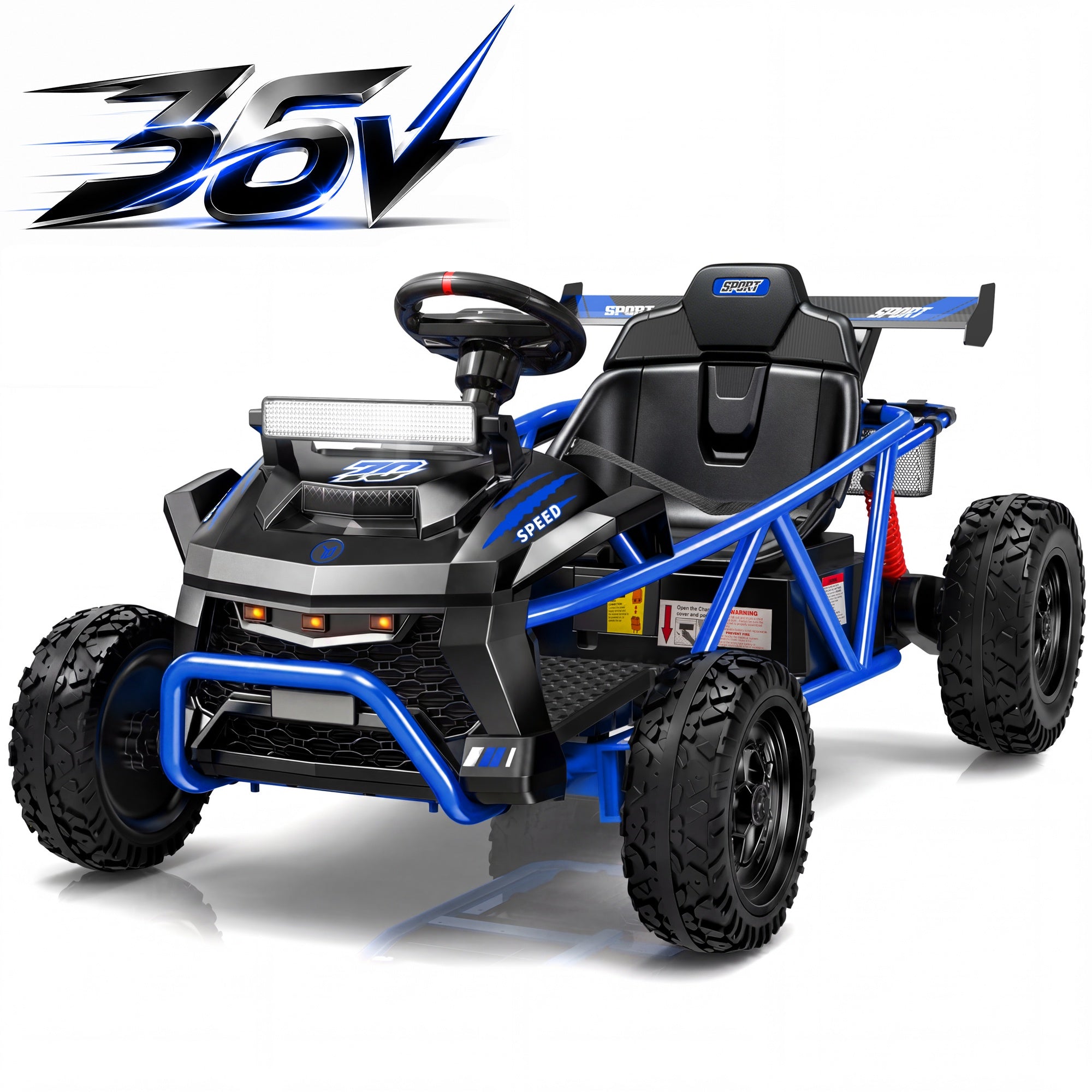 iYofe 36V Electric Ride on Car for Big Kids, Powered Ride on Vehicle for Boys Girls Ages 6+, Kids Electric Car with Bluetooth, Music, Rear Wheel Spring Suspension, Blue