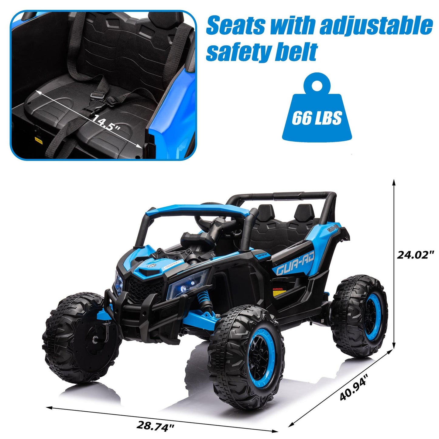 iYofe 24V Ride On UTV Car with Remote Control, Battery Powered Ride On Toys for Kids, 4 Wheels Ride on Vehicle with Music, USB, Bluetooth, Electric Cars for Kids Boys Girls 3-8 Ages Gifts, Blue