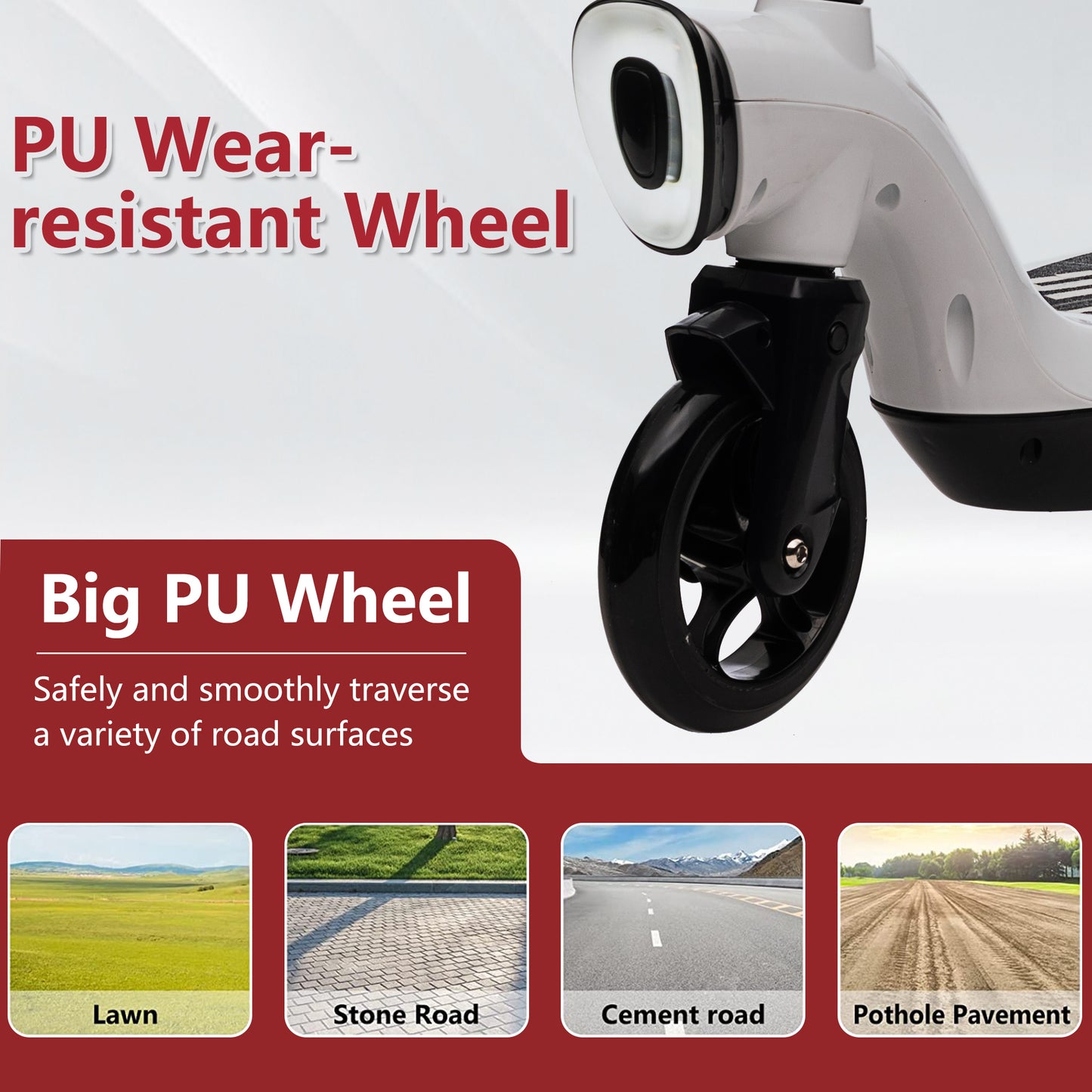 iRerts Kids Electric Scooter for 6-14 Year Old, Portable Kids Scooter for Boys Girls, 12V 45W Kids Electric Scooter with Front Big Light, Rear Brake, Colorful Deck Light, White