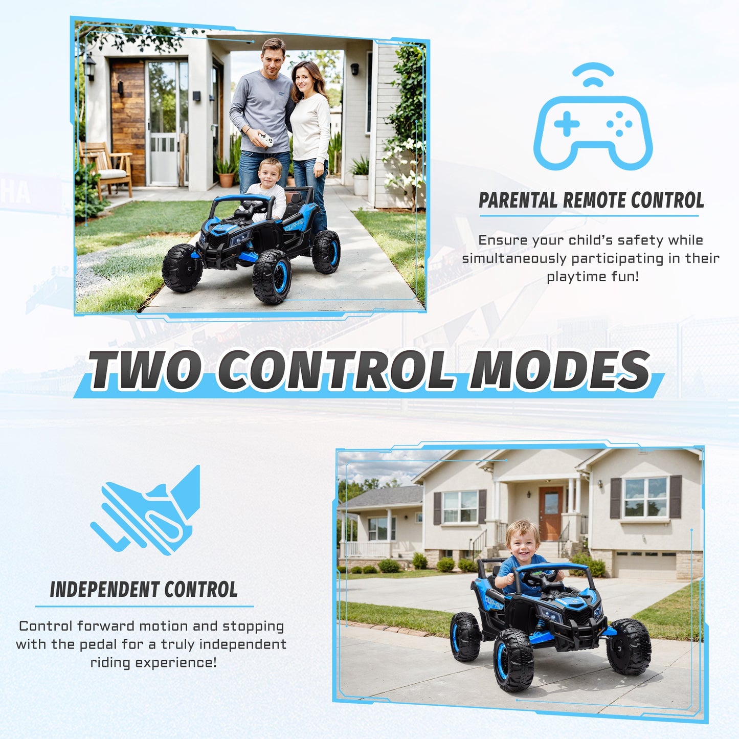 iYofe 24V Ride on Toys for Big Kids, Kids Ride on Car for Boys Girls 3-6, Powered Ride on UTV Electric Cars for Kids with Remote Control, Bluetooth Music, LED Lights, 4 Wheels Spring Suspension, Blue
