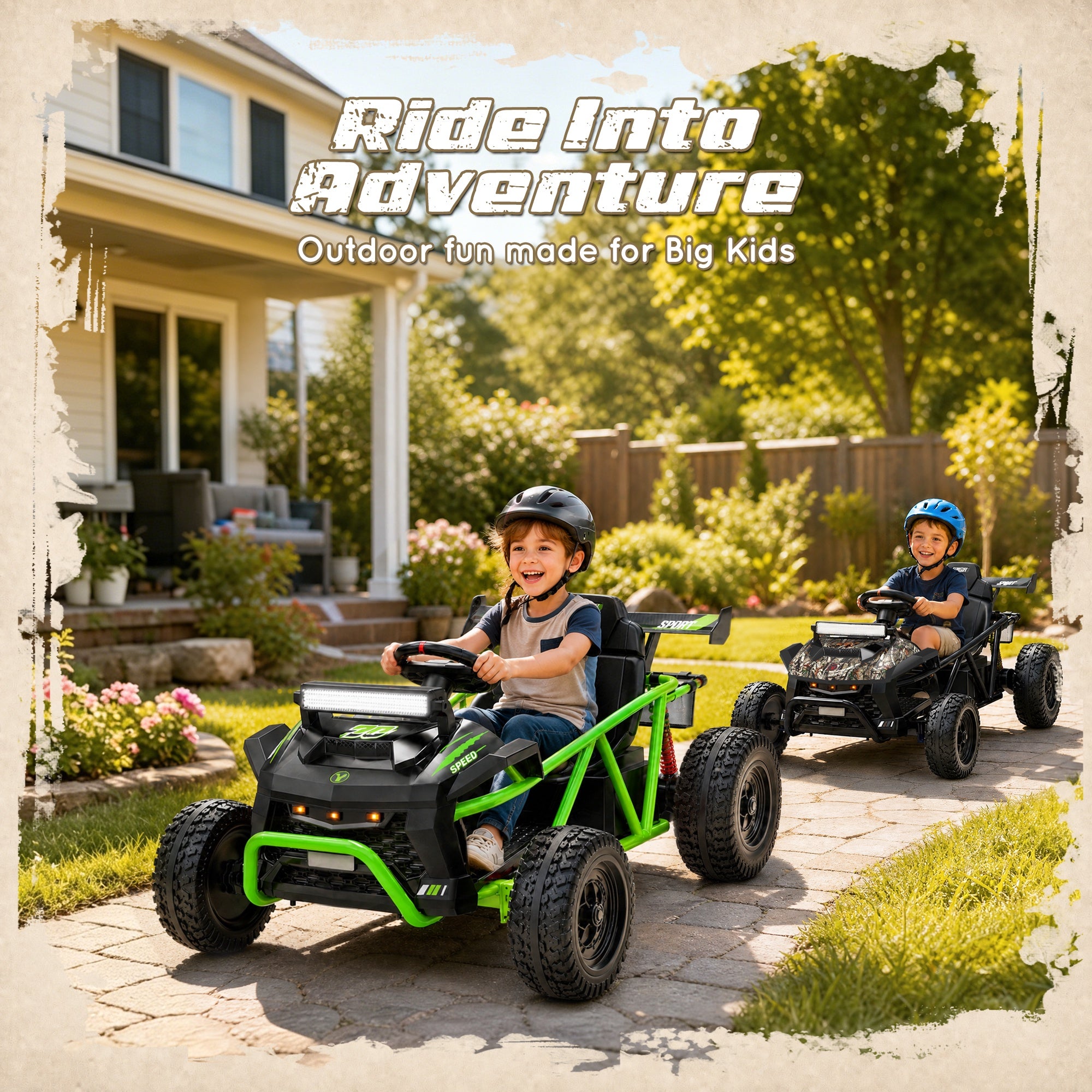 iYofe 36V Electric Ride on Car for Big Kids, Powered Ride on Vehicle for Boys Girls Ages 6+, Kids Electric Car with Bluetooth, Music, Rear Wheel Spring Suspension, Green