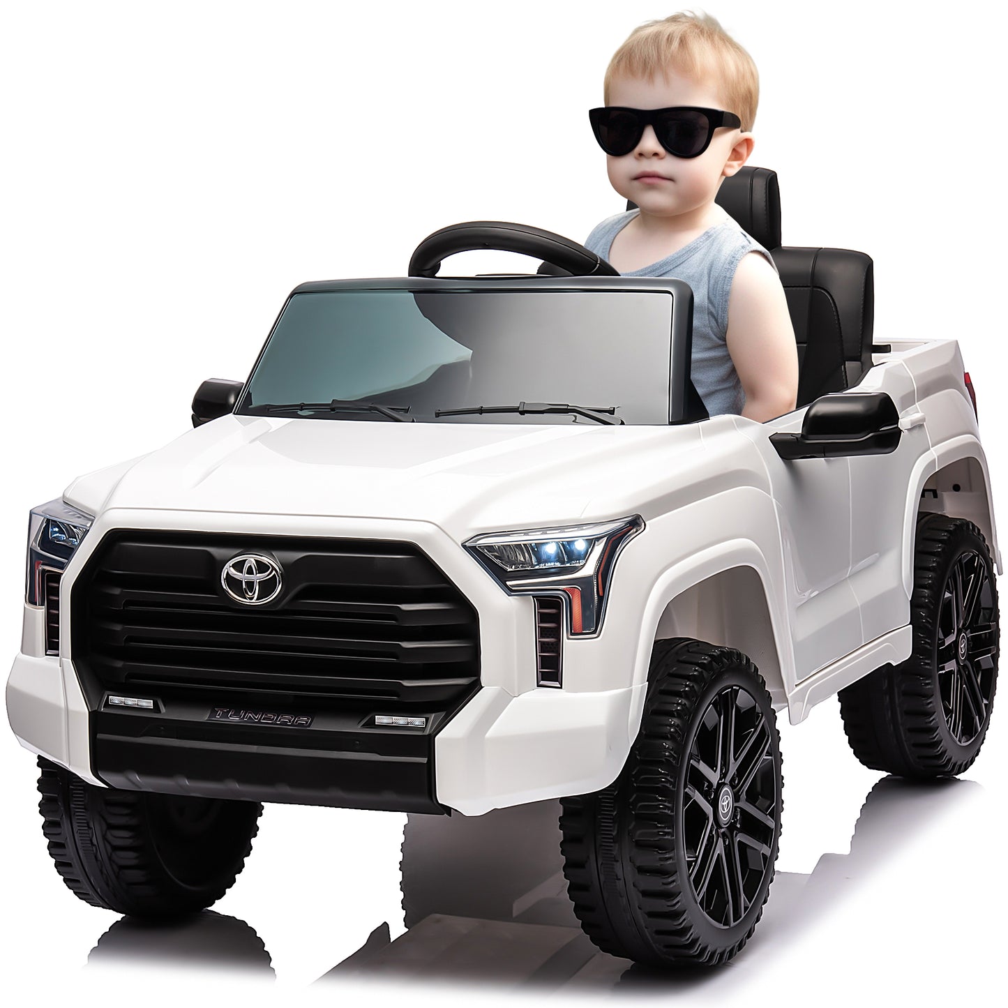 Toyota Tundra Pickup 12V 7A Ride On Cars for Kids, Ride On Toys with Remote Control, Battery Powered Kids Electric Vehicles with Bluetooth Music, USB, Electric Cars for Kids Boys Girls Gifts, White