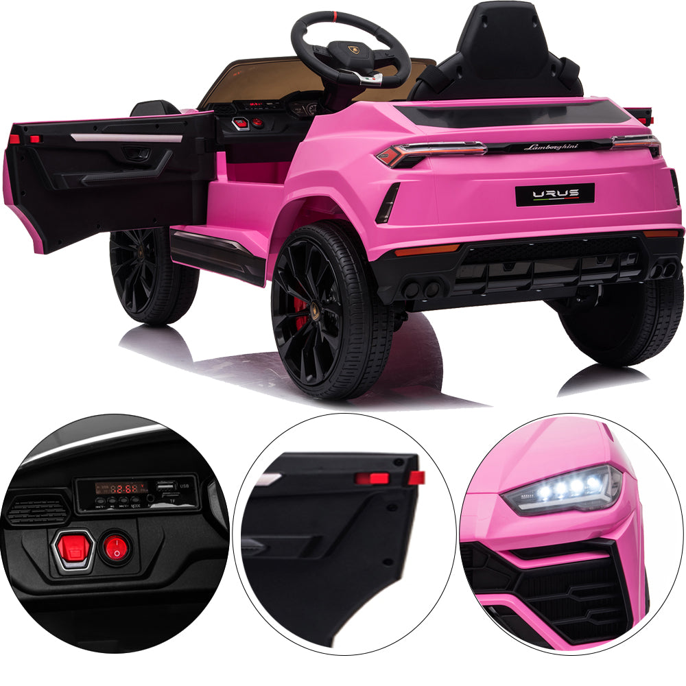 Electric Kids Ride on Toys, 12V Kids Lamborghini Ride On Car for Boys Girls, Battery Powered Kids Electric Cars with Remote Control, 3 Speeds, LED Lights, MP3, Christmas Gift, Pink, R847