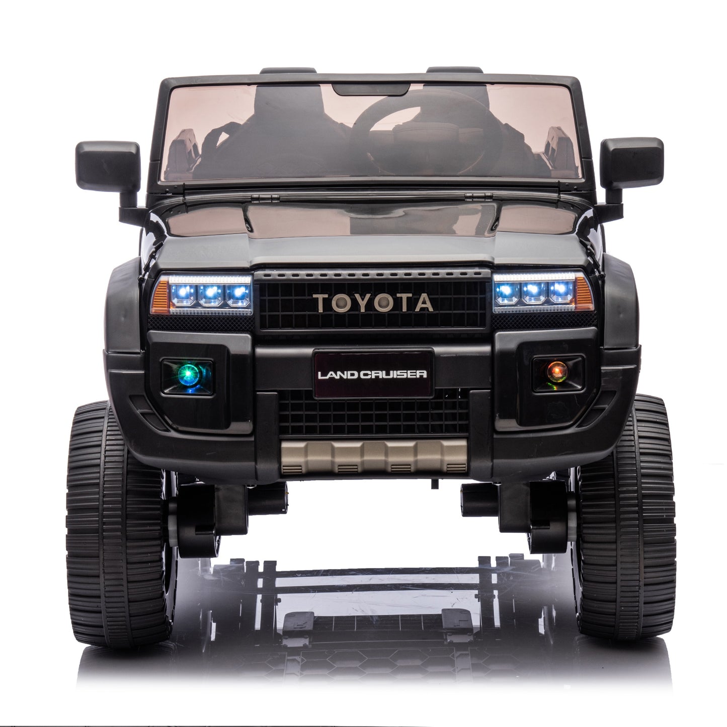 24V 2 Seater Ride on Cars, Licensed Toyota LC250 Powered Ride on Toy Truck with Remote Control, Kids Cars Electric Vehicles for Kids 3-8 Gifts with Bluetooth/Music/USB Ports/Shovel, 4 Wheelers, Black