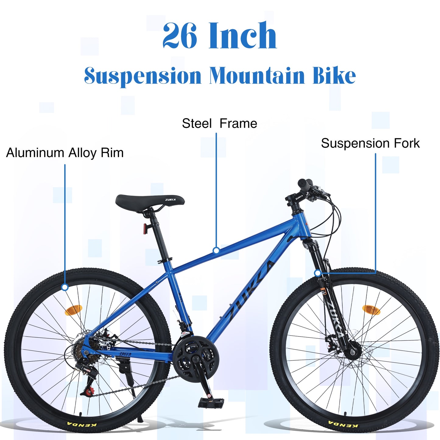 26" Mountain Bikes for Adults Teens, 24 Speed Mountain Bicycle w/ Disc Brakes, Bike for Mens Womens, City Commuter Bikes Suit for Rider Height 5'4"-6'2", 85% assembled (Blue)