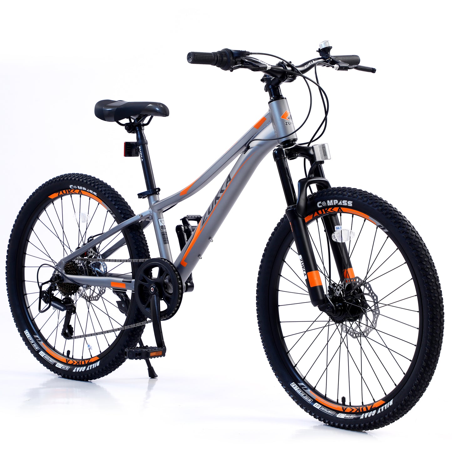 Kids Mountain Bikes 24 inch for Girls and Boys, Shimano 7-Speed Mountain Bicycle with Disc Brakes, 85% Assembled