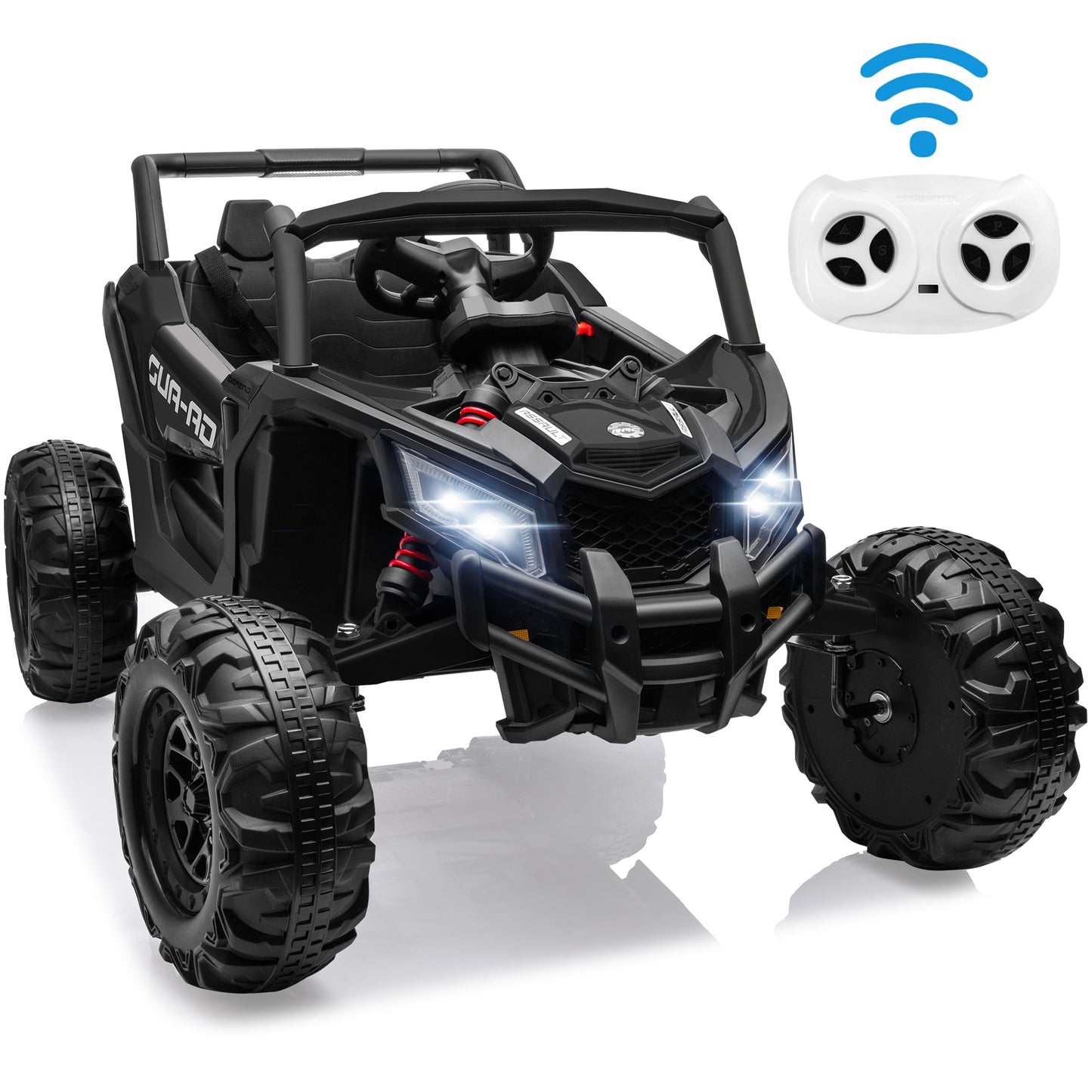 iYofe 24V Ride on Toys for Big Kids, Kids Ride on Car for Boys Girls 3-6, Powered Ride on UTV Electric Cars for Kids w/ Remote Control, Bluetooth Music, LED Lights, 4 Wheels Spring Suspension, Black
