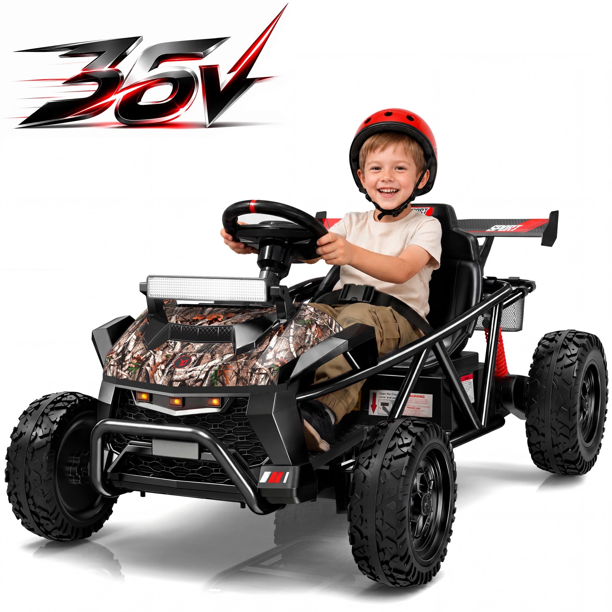 iYofe 36V Electric Ride on Car for Big Kids, Powered Ride on Vehicle for Boys Girls Ages 6+, Kids Electric Car with Bluetooth, Music, Rear Wheel Spring Suspension, Black
