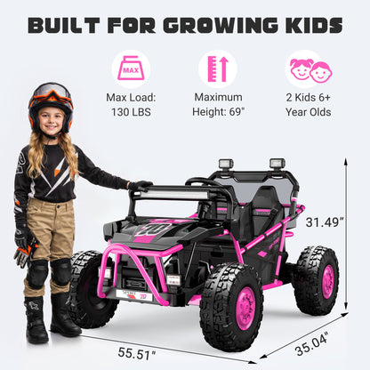 iYofe 36V Electric Ride on Car for Big Kids, 2 Seater Powered Ride on Vehicle for Boys Girls, Kids Electric Car with Bluetooth, FM Radio, Rear Wheel Spring Suspension, 5-8 MPH Speed, Pink
