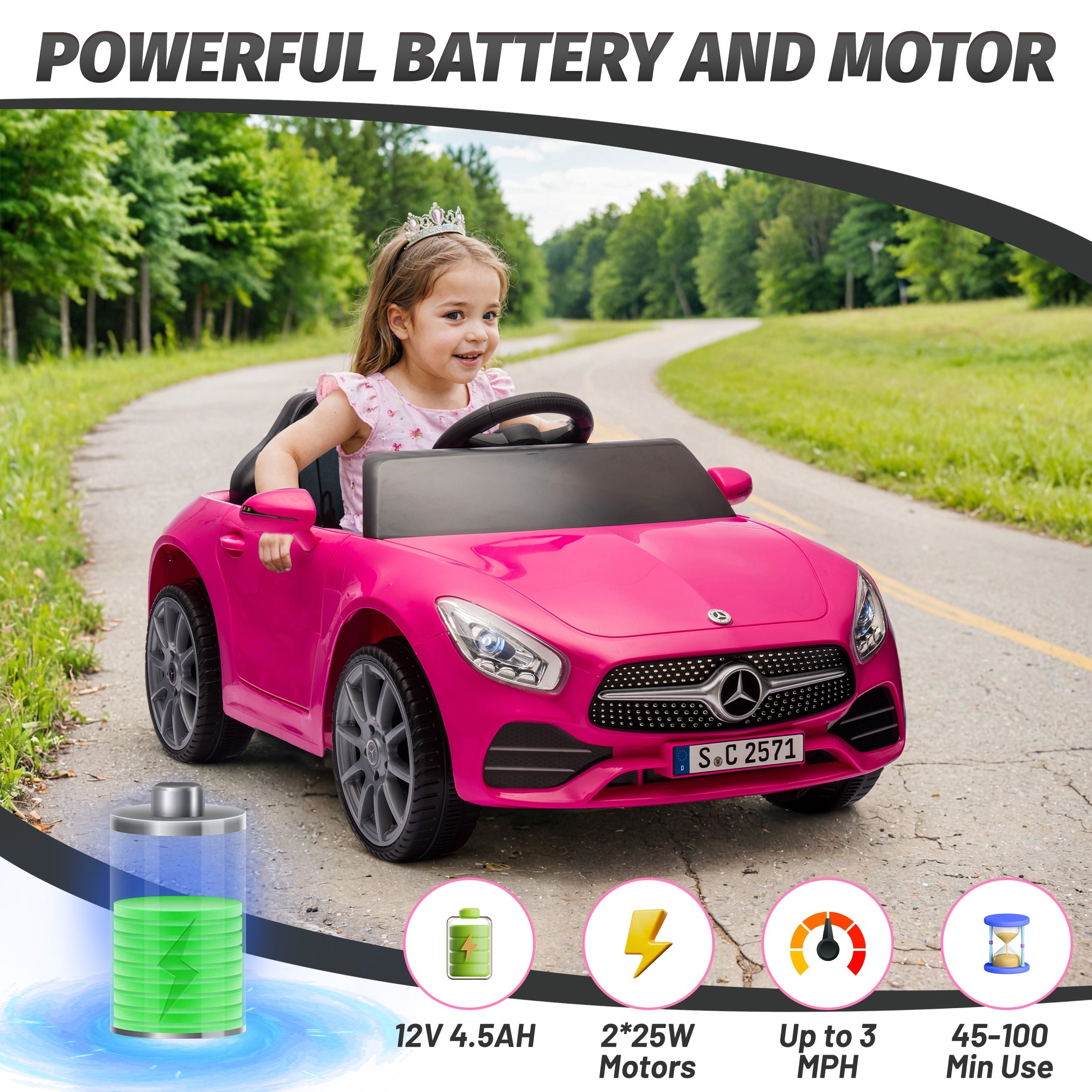 Ford Mustang Shelby 12V Ride On Car with Remote Control, Electric Car for Kids Toddler Electric Vehicle with Bluetooth, Radio, Music, USB Port, LED Lights, Battery Powered Ride on Toys for Kids, Blue