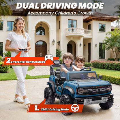 iYofe 24V 2 Seater Ford Bronco Raptor Powered Ride on Car with Remote Control, Bluetooth, Ages 3-8, Blue