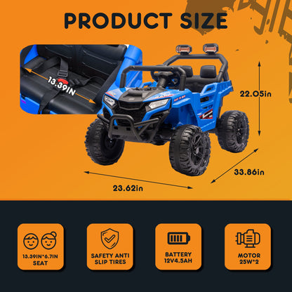 12V Powered Ride on Car UTV, Kids Ride on Toys for Toddlers Ages 3-5, Ride on Vehicles with Remote Control, Bluetooth, Music, 4 Wheels Suspension, Electric Cars for Kids Boys Girls, Blue