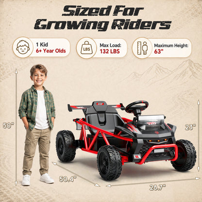 iYofe 36V Electric Ride on Car for Big Kids, Powered Ride on Vehicle for Boys Girls Ages 6+, Kids Electric Car with Bluetooth, Music, Rear Wheel Spring Suspension, Red