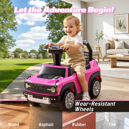 iYofe Kids Ride on Push Car 2 in 1, Ford Bronco Raptor Toddlers Ride on Push Toys with Horn, Music, Handle, Under Seat Storage, Ride on Toys for Toddlers 18 Months +, Pink