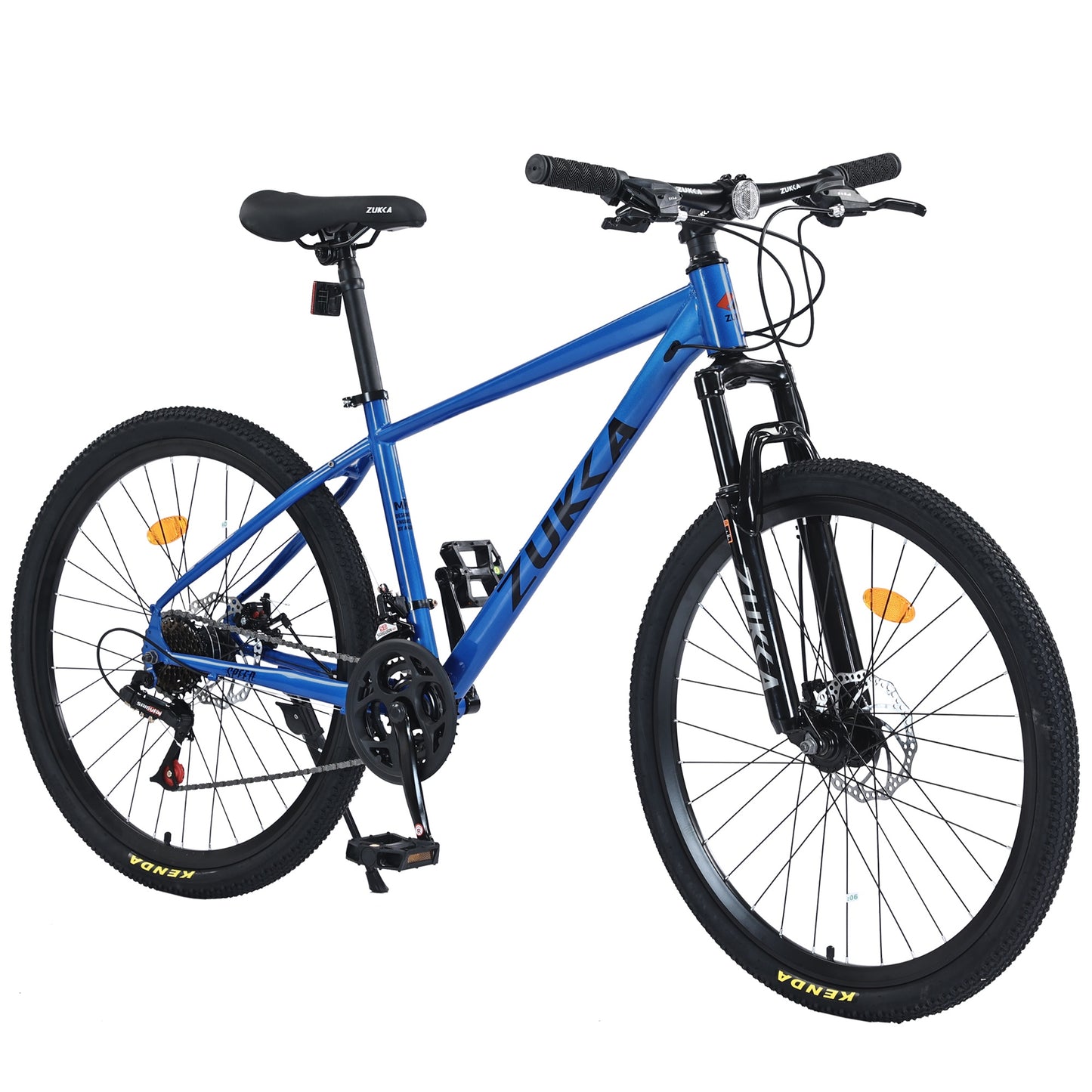 26" Mountain Bikes for Adults Teens, 24 Speed Mountain Bicycle w/ Disc Brakes, Bike for Mens Womens, City Commuter Bikes Suit for Rider Height 5'4"-6'2", 85% assembled (Blue)