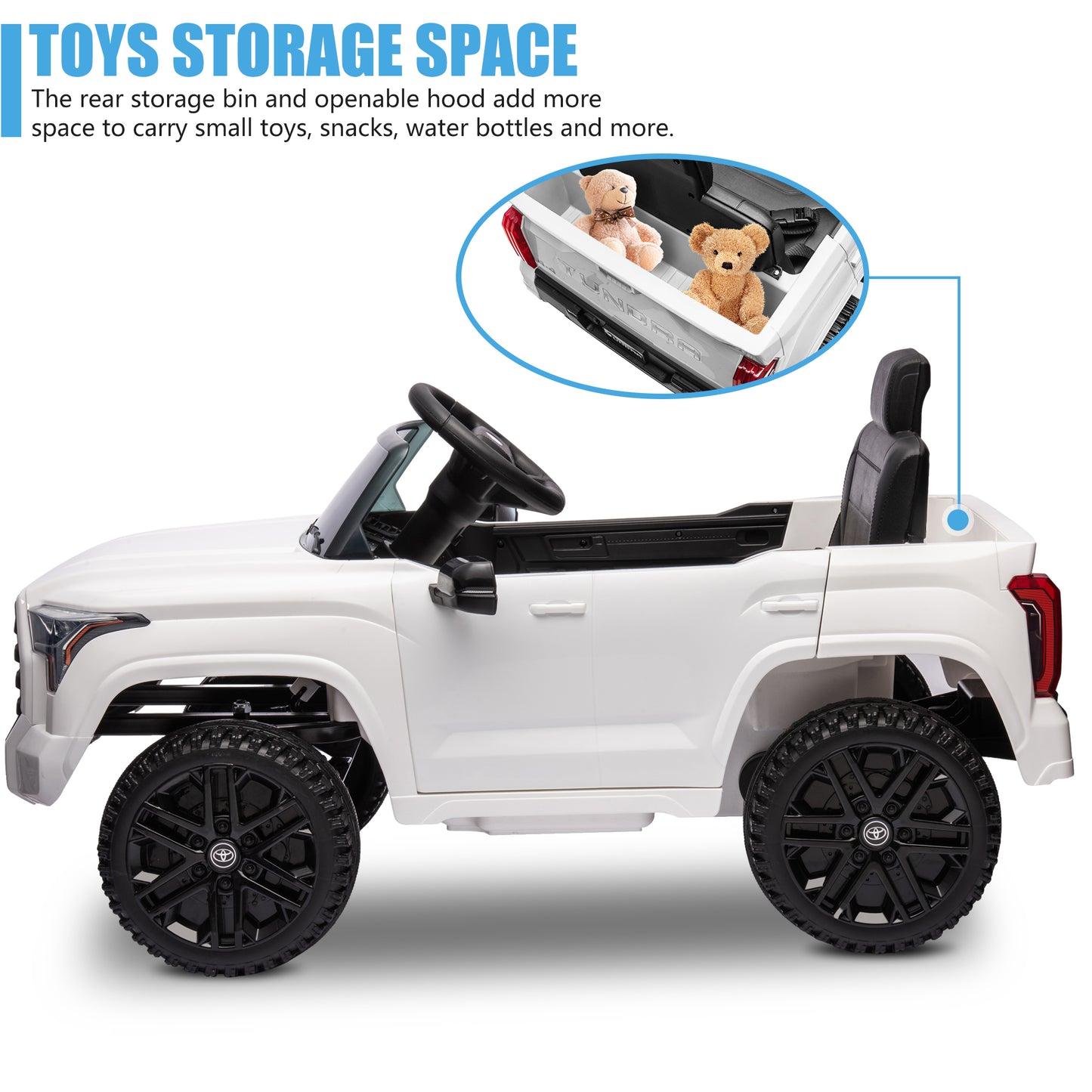 Toyota Tundra Pickup 12V 7A Ride On Cars for Kids, Ride On Toys with Remote Control, Battery Powered Kids Electric Vehicles with Bluetooth Music, USB, Electric Cars for Kids Boys Girls Gifts, White