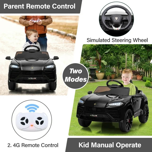 Ride on Toys for Kids, Lamborghini 12V Electric Ride on Car with LED Headlights, Horn, MP3 Player, Kids Car for 3-4, Rechargeable Battery-Powered Vehicle for Girl Birthday Gift, Black