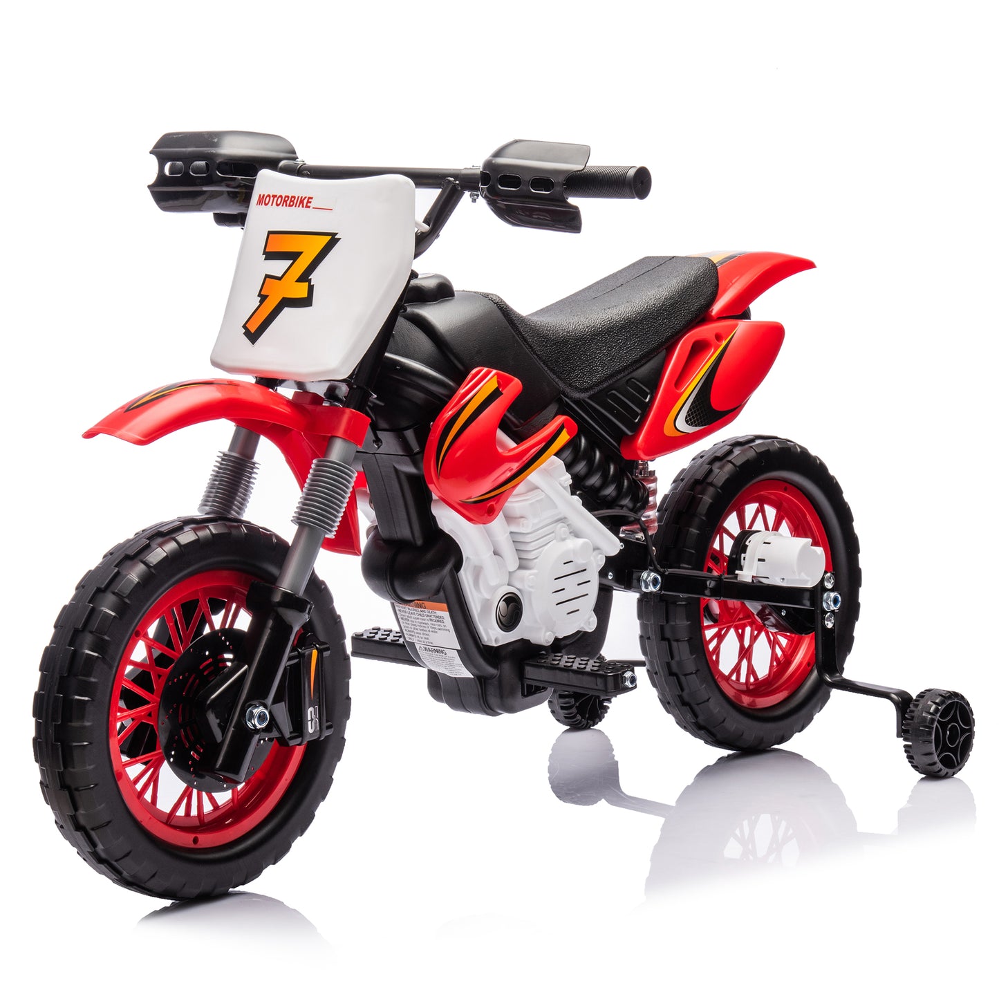 12V Powered Dirt Bike with Training Wheels, Kids Electric Motorized Motorcycle Bike for Boys Girls, Ride on Motorcycle Toy w/Horn for Aged 3-6