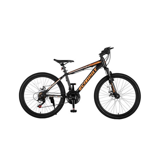 24 inch Mountain Bike Bicycle for Adults Aluminum Frame Bike, Comfort Adult Bike, Men and Women Bike Bicycle with 21 Speed Shimano Derailleur, Disc Brake, Front Suspension, Black & Orange