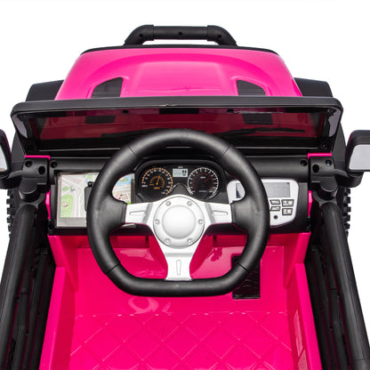 iYofe 24V Powered Ride on Cars for Toddlers, Ride on Truck for kids Boys Girls Gifts 2-5, Ride on Toys with Remote Control, Bluetooth, Music, LED Light, MP3 Player, 4 Wheel Suspension, Rose Pink