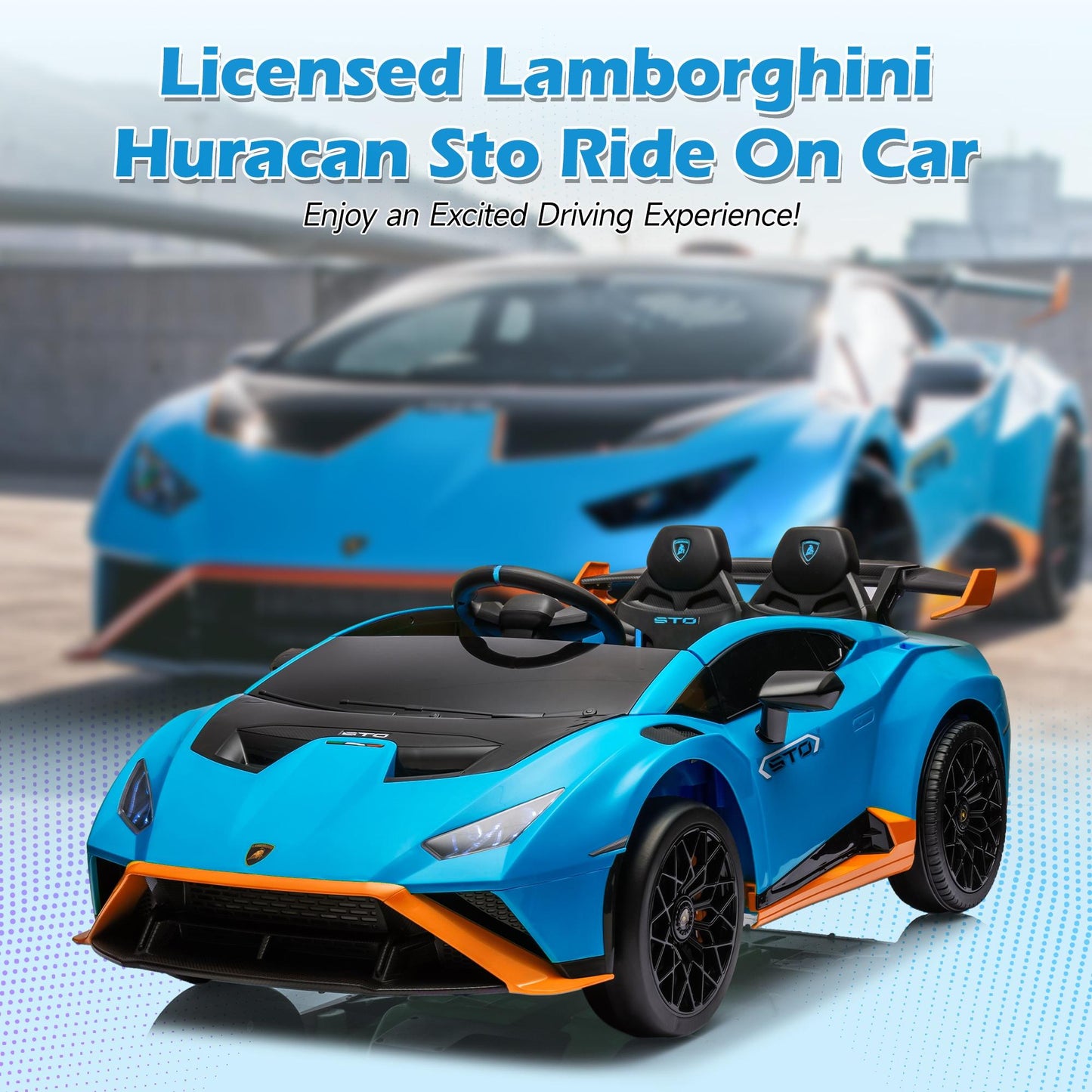 Lamborghini Ride on  Toy Car, 24V Electric Ride on Sports Car with Remote Control, Battery Powered Kid Car Kids Electric Vehicles, 4 Wheeler with Bluetooth, Music Player, LED Light, 360° Spins