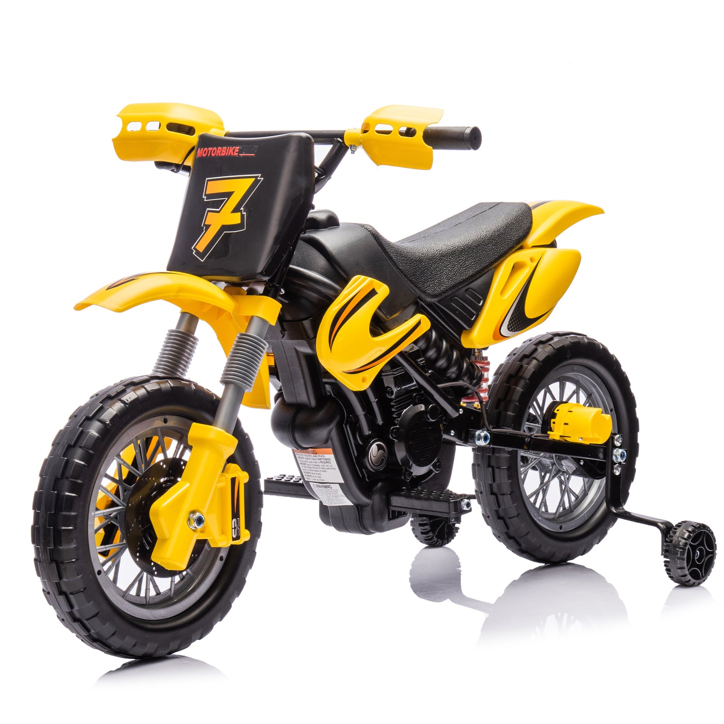 12V Powered Dirt Bike with Training Wheels, Kids Electric Motorized Motorcycle Bike for Boys Girls, Ride on Motorcycle Toy w/Horn for Aged 3-6