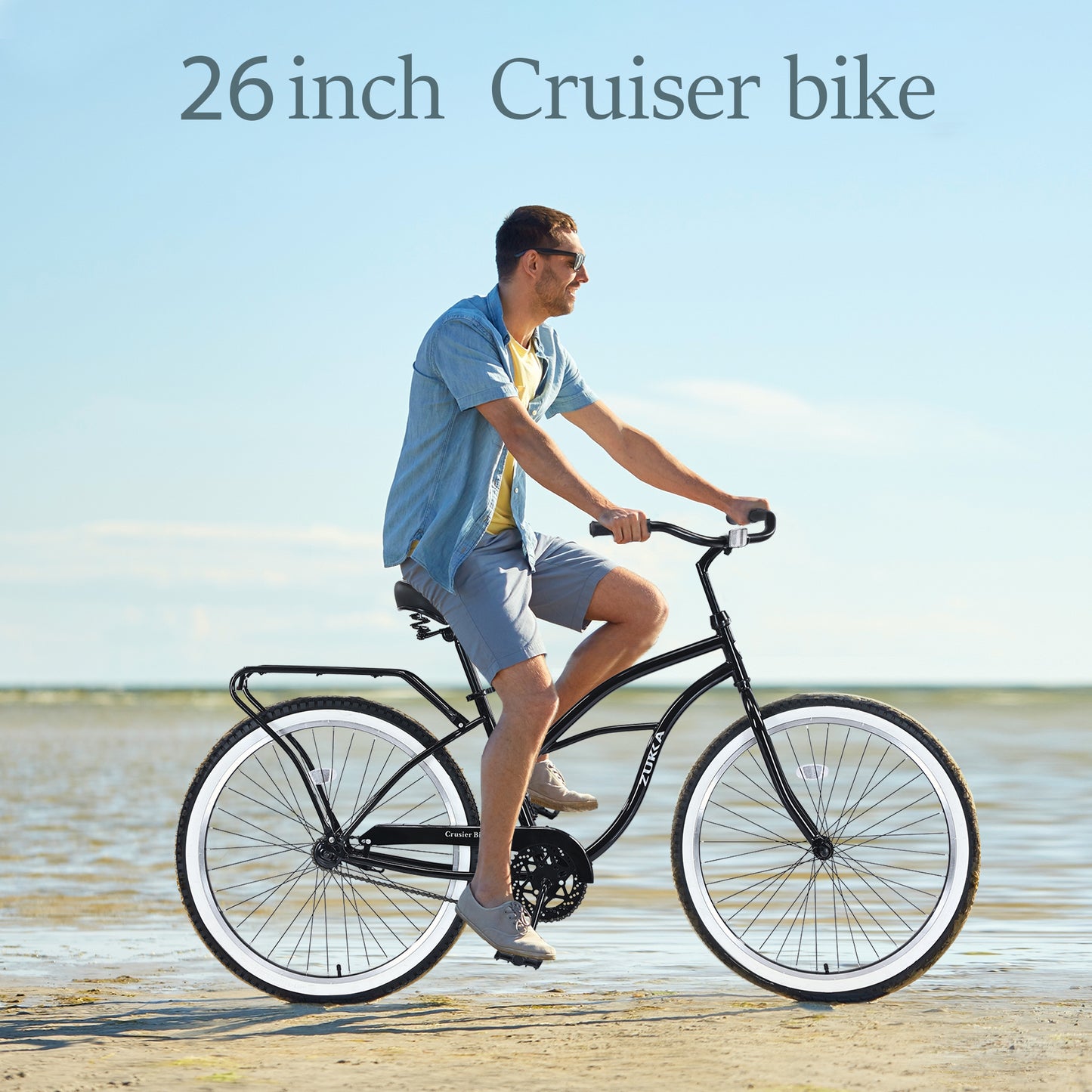 26 inch Adult Beach Cruiser Bike for Men and Women, 7 Speed Cruiser Bicycle with Dual Brakes, City Bike, Commuter Bike, 85% Assembled