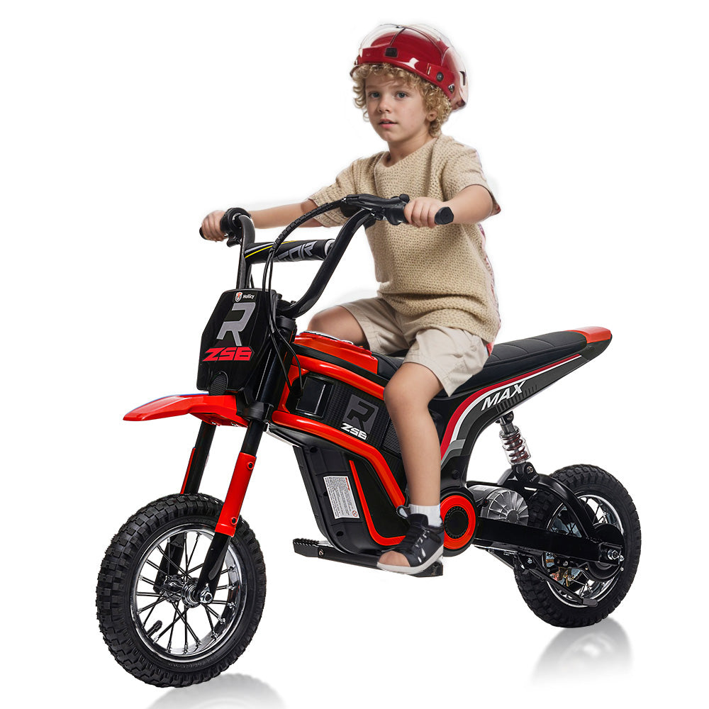 24V Electric Dirt Bike for Kids, 350W Electric Ride on Motorcycle Toy with Speed up to 14.29MPH, Kids Motorized Dirt Bike with Hand Operated Brake for Boys Girls 8-14 Years Old, Music Player