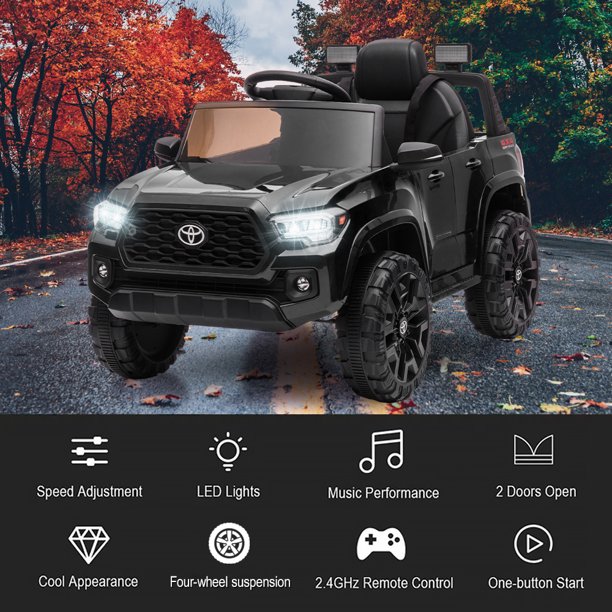 Battery-Powered Car Toy for Boys, Toyota Kids Ride on Car with Remote Control, 12V Ride on Toy Car w/MP3 Player, Lights, Electric Ride on Truck for 2-4 Yrs.Old Christmas Gift, Black