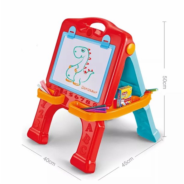 iYofe Easel for Kids Art Easel for Toddler Easel - 2in1 Double-Sided Large Board Kids Chalkboard Easel Drawing White Board for Kids with Magnetic, Red