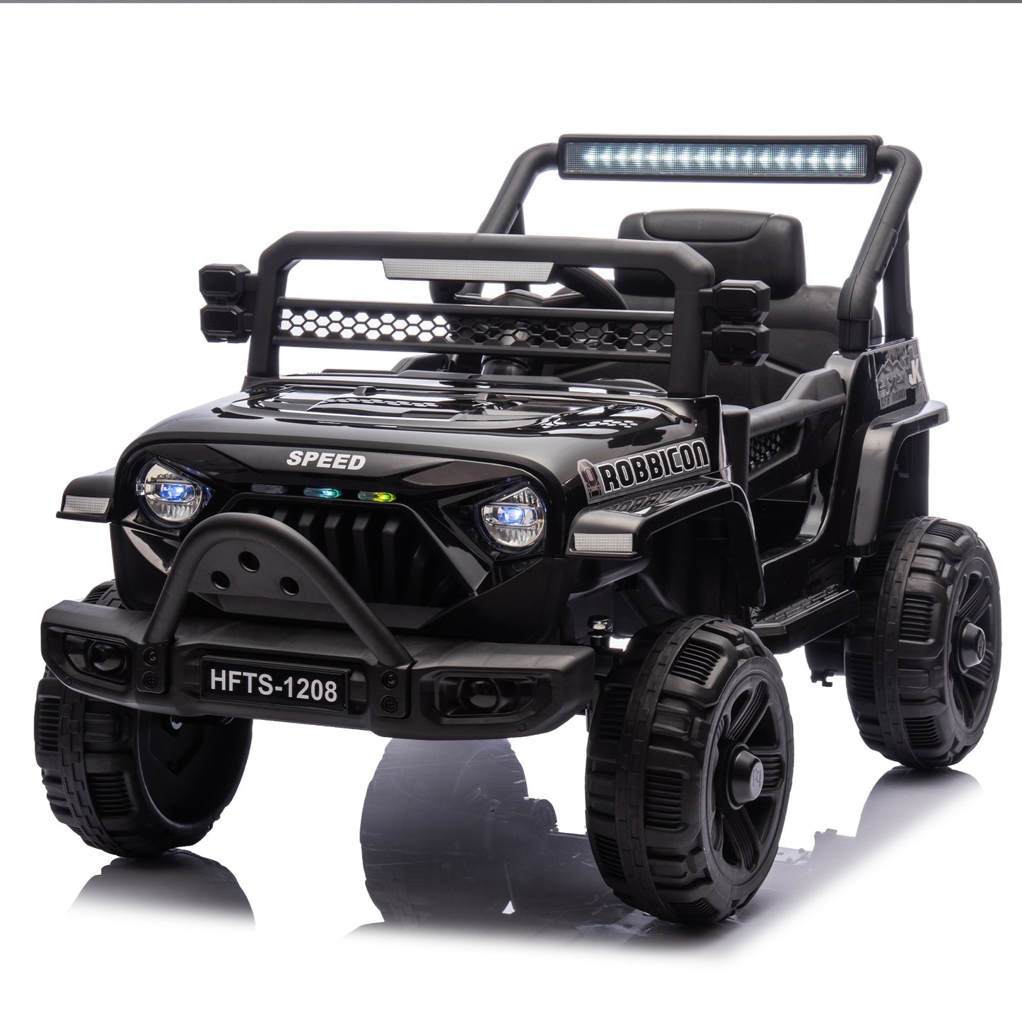 12V Powered Ride on Truck, Ride on Toy Car with Remote Control, Kids Car Electric Vehicles for Boys Girls with Microphone Jack, 4 Wheeler Suspension, Bluetooth, MP3/USB, 3 Speeds, LED Lights, Black