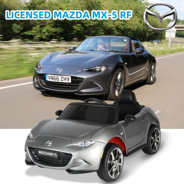 12V Ride on Cars for Kids, Licensed MAZDA MX-5 RF Battery Powered Ride on Toys with Remote Control MP3, Bluetooth, LED Light, Resistant Wheels Electric Cars for Kids Boys Girls 3-6 Ages Gifts