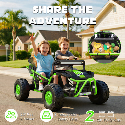 iYofe 36V Electric Ride on Car for Big Kids, Powered Ride on UTV Toys for Boys Girls Ages 6+, Kids Electric Vehicle with Bluetooth, Music, 4 Wheels Spring Suspension, without Remote Control, Green