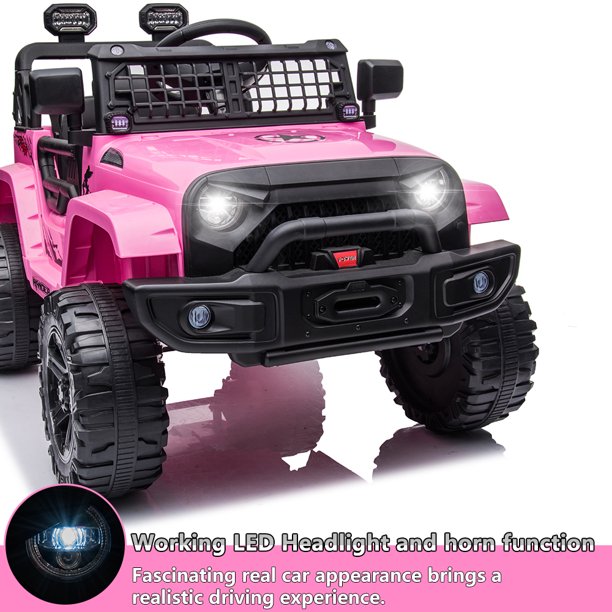 iYofe 12V Powered Ride On Tuck with Parent Remote Control, Foot Pedal, Bluetooth and FM, LED Headlights, Pink Ride on Toy for 2-4 Year Old Girls