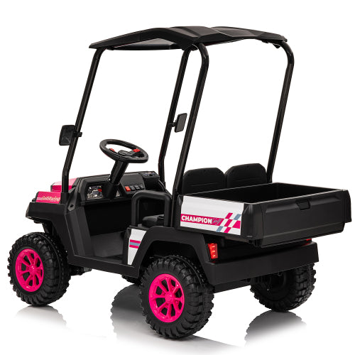 24V Remote Control Kids UTV Ride-On Car - 2 Seater Electric Toy Car w/ Parental Remote, Dual Motors, 4-Wheel Suspension, Bluetooth Audio, LED Lights & Removable Canopy