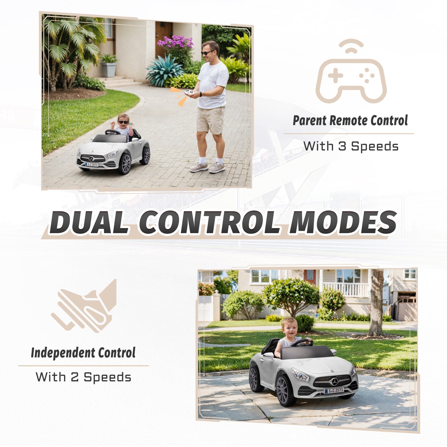 12V Ride on Toy for Kids, Licensed Mercedes-Benz CLS 350 Powered Ride on Car with Remote Control, Kids Electric Cars for Boys Girls 2-5 with Bluetooth, Music, LED Lights, 3 Speeds, 4 Wheelers, White