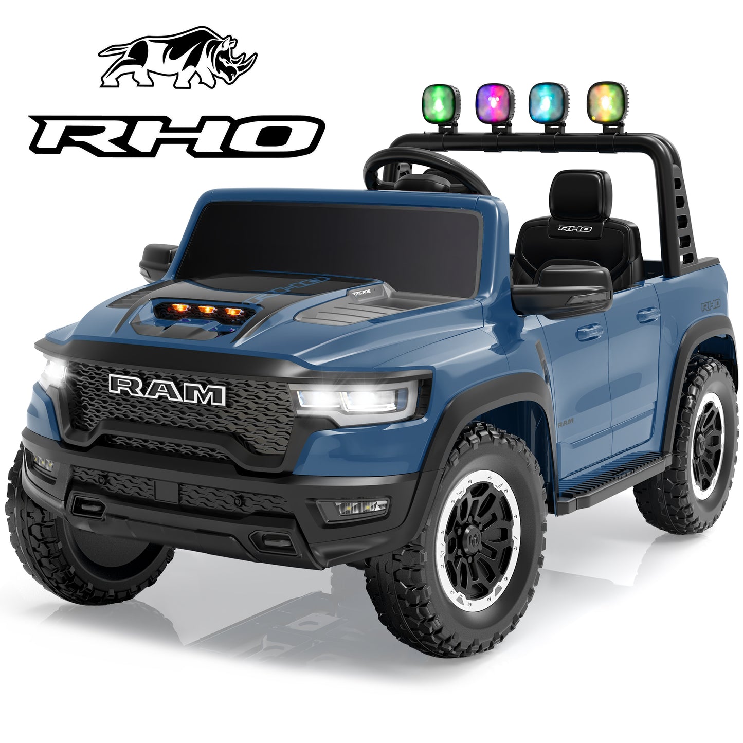 24V RAM 1500 Ride on Cars with Remote Control 2 Seater, Electric Car for Kids, Battery Powered Ride on Toys Truck with Bluetooth, MP3, USB, Gift for Boys Girls 3-8