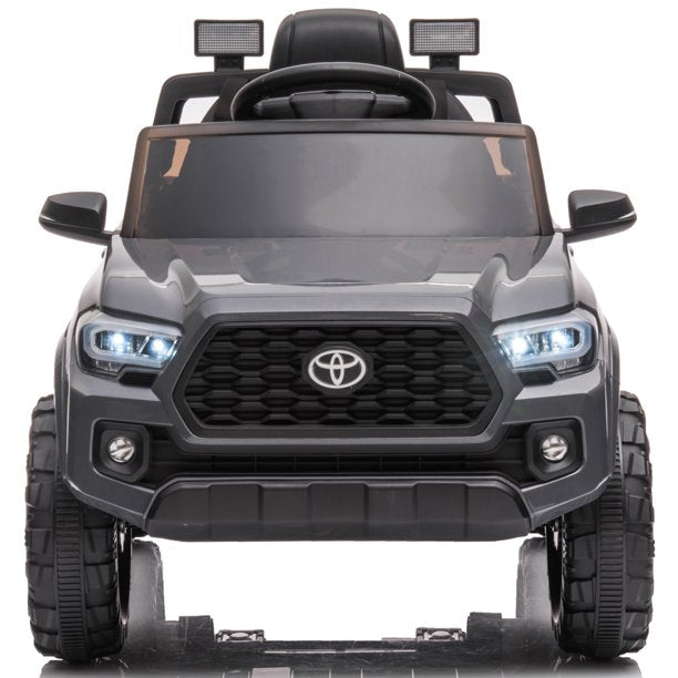 Official Licensed Toyota Tacoma Powered Ride-on with Remote, 12V Ride on Car for 2-4 Years Old, Kids Ride on Toys with MP3 Player, Radio, Lights, Gray Electric Ride on Vehicle for Boys