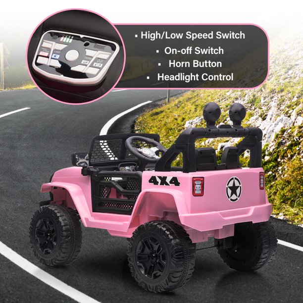 iYofe 12V Powered Ride on Car, Pink Ride on Toy with Remote Control for Girls 2-4 Years Old, Battery Powered Electric Car with LED Lights, Horn, Ride on Truck Toy for Birthday Christmas Gift