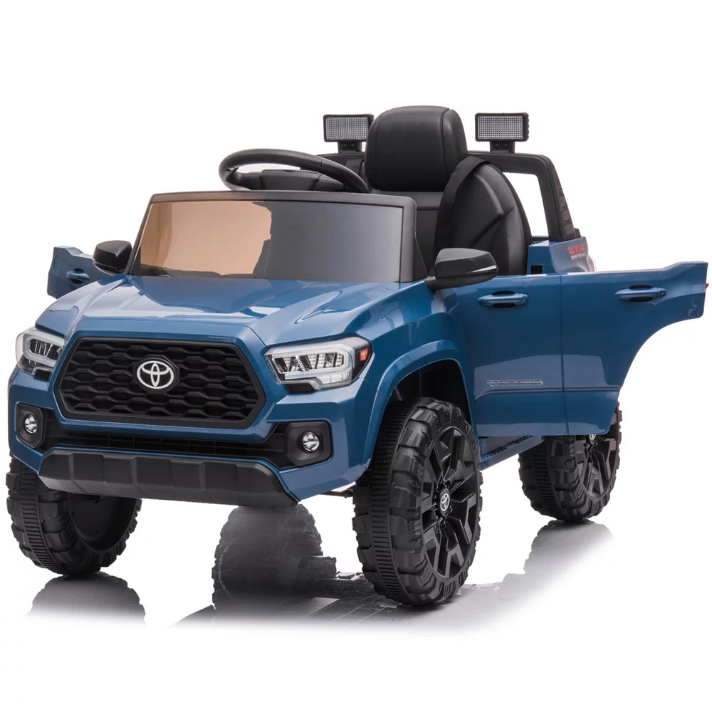 Powered Ride-on with Remote, Official Licensed Toyota Tacoma 12V Ride on Car for 2-4 Years Old, Kids Ride on Toys with MP3 Player, Radio, Lights, Blue Electric Ride on Vehicle for Boys