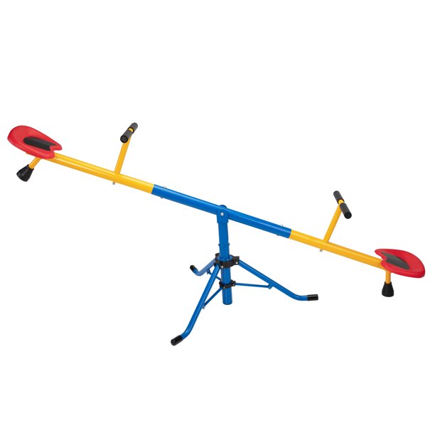 iYofe Swivel Seesaw Teeter Totter for Kids, Outdoor Playground Equipment with 360° Rotation, Child Seesaw for Boy Girl, Red & Yellow & Blue & Black, 2 Seats