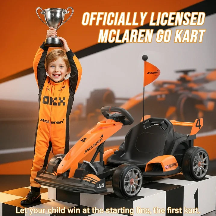 Mclaren Electric Go Kart, 400W Powered Powerful Ride on Cars with Tires, Drift/Sports Mode, Brake Pedal, Length Adjustment, Seat Belt, Rear Wheel Drive Electric Car for Kids Ages 6+ Years