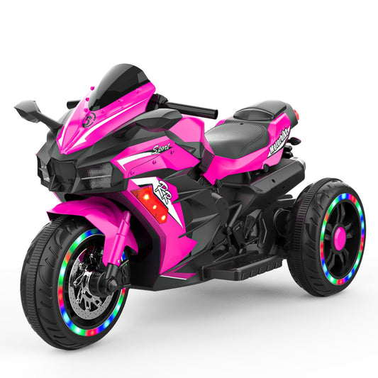 12V Ride on Motorcycle, Kids Electric Motorcycle with USB/MP3, Motorized Motorcycle Ride on Toy for Kids Toddler Boys Girls Aged 3-5, 3 Wheelers