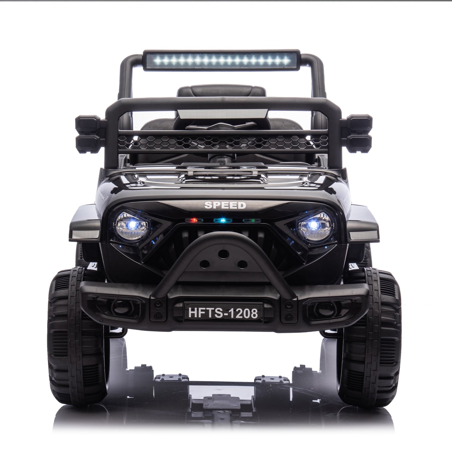 12V Powered Ride on Truck, Ride on Toy Car with Remote Control, Kids Car Electric Vehicles for Boys Girls with Microphone Jack, 4 Wheeler Suspension, Bluetooth, MP3/USB, 3 Speeds, LED Lights, Black