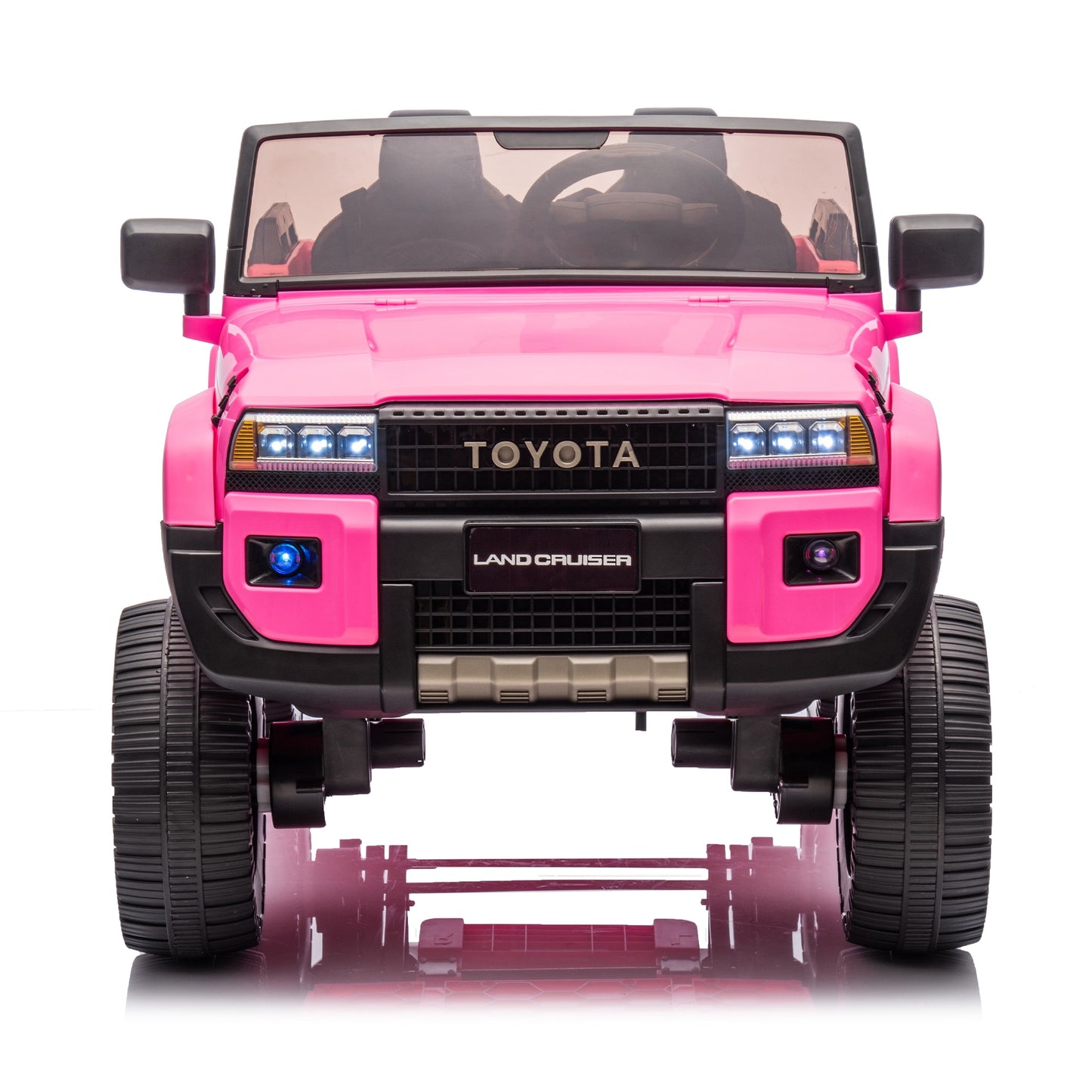 24V 2 Seater Ride on Cars, Licensed Toyota LC250 Powered Ride on Toy Truck with Remote Control, Kids Cars Electric Vehicles for Kids 3-8 Gifts with Bluetooth/Music/USB Ports/Shovel, 4 Wheelers, Pink