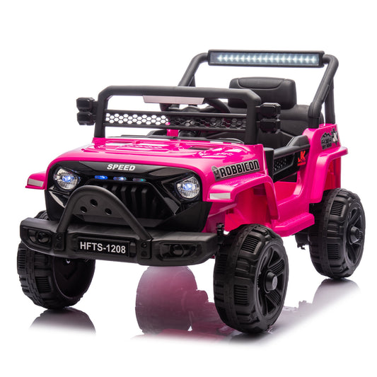 12V Powered Ride on Truck, Ride on Toy Car with Remote Control, Kids Car Electric Vehicles for Boys Girls with Microphone Jack, 4 Wheeler Suspension, Bluetooth, MP3/USB, 3 Speeds, LED Lights, Pink