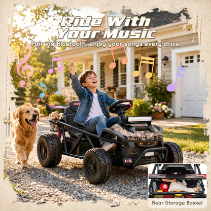 iYofe 36V Electric Ride on Car for Big Kids, Powered Ride on Vehicle for Boys Girls Ages 6+, Kids Electric Car with Bluetooth, Music, Rear Wheel Spring Suspension, Black