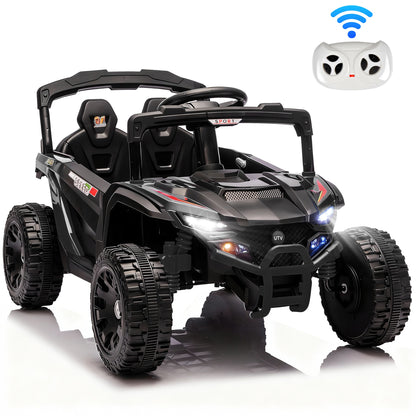 iYofe 24V Powered Ride on Toys with Remote Control, Kids Ride on Car UTV for Boys Girls Ages 3-5, Ride on Vehicles Electric Cars for Kids with Bluetooth, Music, LED Lights, 4 Wheels Suspension, Black