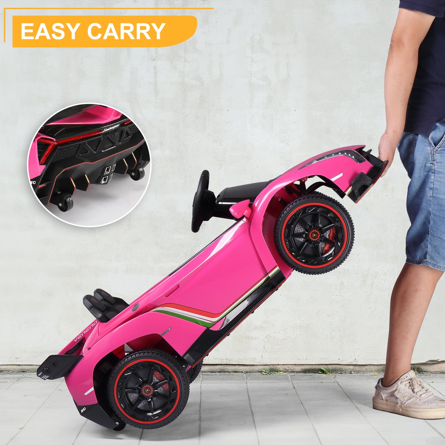 12V Lamborghini Ride on Car with Remote Control Ride on Toy for Boys and Girls 3-6 Years Old Battery Powered Kids Electric Vehicle Ride on Truck, Rocking Mode